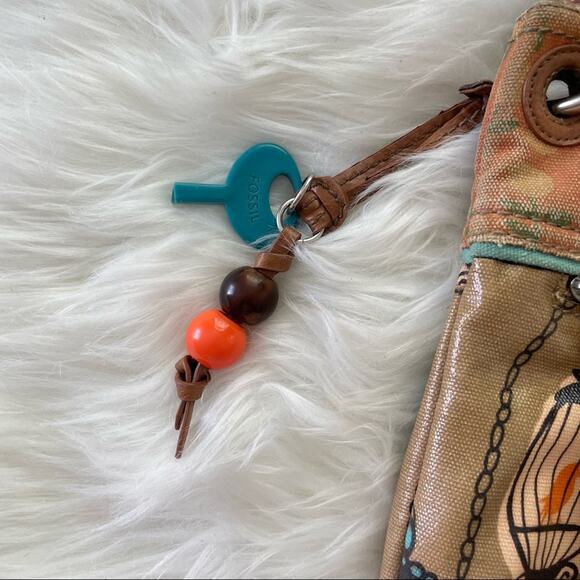 Fossil Key Per Vinyl Canvas Crossbody Pochette Shoulder Bag Messenger Pouch Bird - Picture 3 of 7